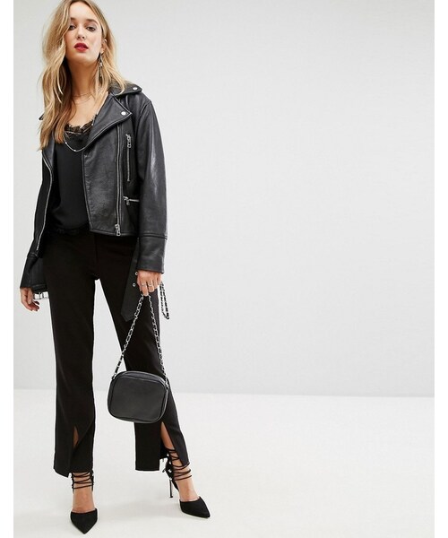 MANGO（マンゴ）の「Mango Leather Biker Jacket（ライダースジャケット・レディース・Black・US 8/US 10/US 6）」の4枚目の写真