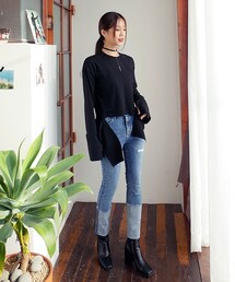 Unbutton | plain slit round-t(Tシャツ/カットソー)