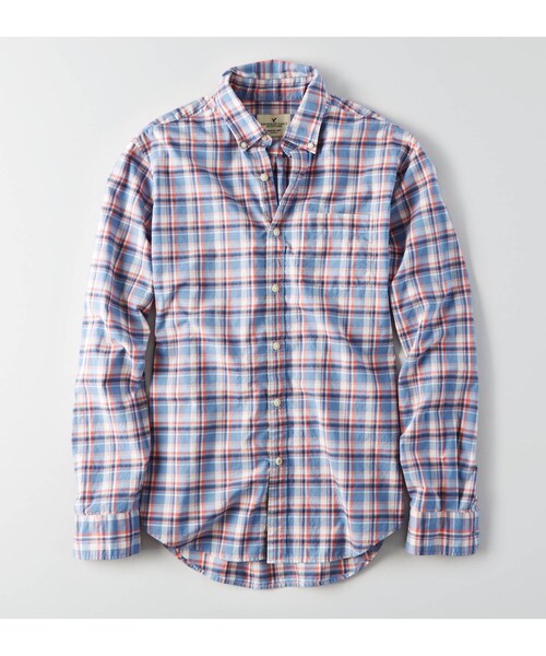 American Eagle（アメリカンイーグル）の「AEOポプリンプラッドシャツ（シャツ/ブラウス・メンズ・ミント/ライトブルー/ピンク/ブルー・XS/S/M/L/XL/XXL/XXXL）」の2枚目の写真