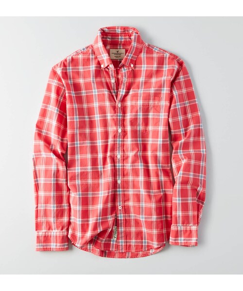 American Eagle（アメリカンイーグル）の「AEOポプリンプラッドシャツ（シャツ/ブラウス・メンズ・ミント/ライトブルー/ピンク/ブルー・XS/S/M/L/XL/XXL/XXXL）」の3枚目の写真