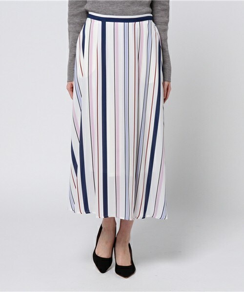 archives（アルシーヴ）の「ストライプフレアスカート（スカート・レディース・サックスブルー/イエロー・MEDIUM）」の2枚目の写真