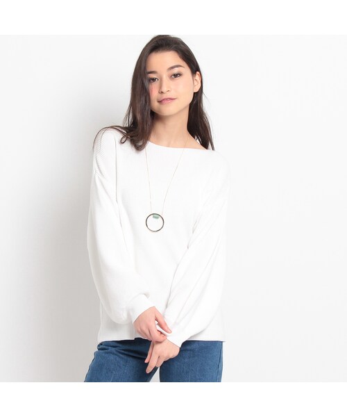 OZOC（オゾック）の「USコットンパフスリーブニットプルオーバー（トップス・レディース・オフホワイト/ベージュ/ピンク・その他）」の2枚目の写真