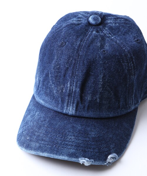 デニムブルー ダメージ加工 キャップ FREAK'S STORE（フリークスストア）の「デニム ダメージ