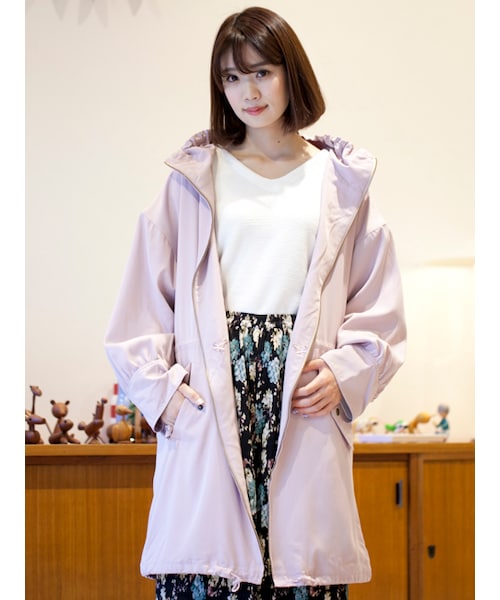 w closet（ダブルクローゼット）の「ハイネックギャザーコート（ジャケット/アウター・レディース・エクリュ/ピンク/Dベージュ・FREE）」の4枚目の写真