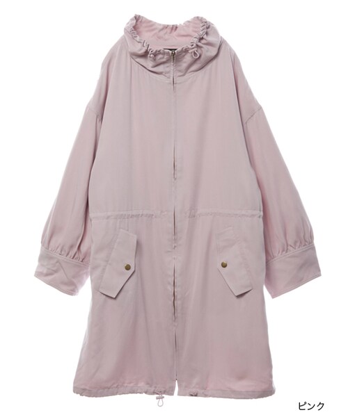 w closet（ダブルクローゼット）の「ハイネックギャザーコート（ジャケット/アウター・レディース・エクリュ/ピンク/Dベージュ・FREE）」の2枚目の写真