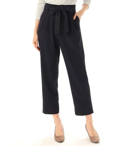 Honeys（ハニーズ）の「ワイドテーパードパンツ（パンツ・スキニー・レディース・ブラック/ネイビー/ピンク/ベージュ・Ｓ/Ｍ/Ｌ）」の4枚目の写真