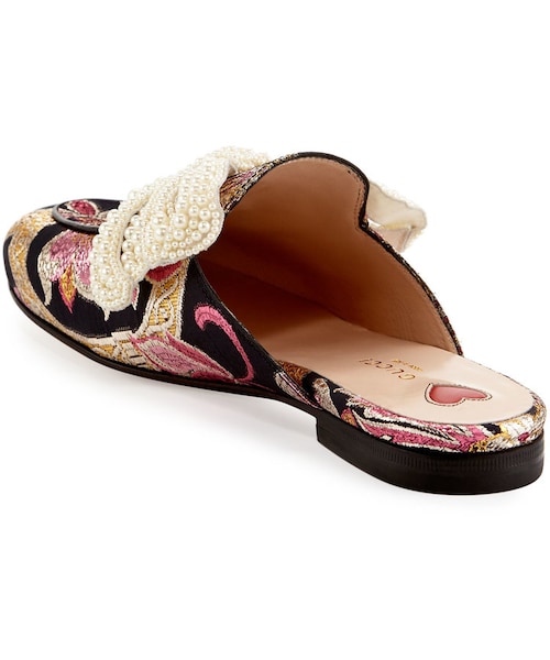⭐️良品⭐️ グッチ ミュール プリンスタウン ボウ ブロケード ピンク GUCCI（グッチ）の「Gucci Princetown Bow Brocade Mule, Pink