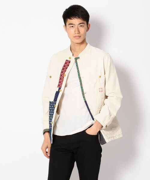 BOHEMIANS（ボヘミアンズ）の「BOHEMIANS/ボヘミアンズ 別注NATURAL DENIM PATCH STAND COL CA JAC（ジャケット/アウター・メンズ・WHITE・S/M/L）」の2枚目の写真