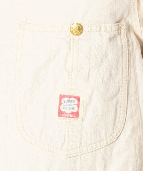 BOHEMIANS（ボヘミアンズ）の「BOHEMIANS/ボヘミアンズ 別注NATURAL DENIM PATCH STAND COL CA JAC（ジャケット/アウター・メンズ・WHITE・S/M/L）」の6枚目の写真