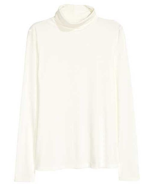 H&M（エイチ・アンド・エム）の「H&M Ribbed Turtleneck Top（ニット/セーター・レディース・Light gray/Black/Natural white・M/XS/S/L/XL）」の2枚目の写真