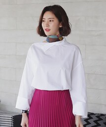 DHOLIC | モックネックショルダーボタンシャツ(シャツ/ブラウス)