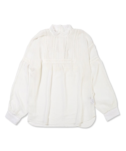 flower（フラワー）の「pintuck lace blouse～ﾋﾟﾝﾀｯｸﾚｰｽﾌﾞﾗｳｽ（シャツ/ブラウス・レディース・pinkbeige/ivory・FREE）」の2枚目の写真