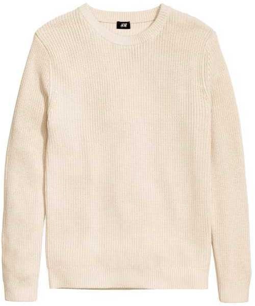 H&M（エイチ・アンド・エム）の「H&M Textured-knit Sweater（ニット/セーター・メンズ・Black/Gray melange/Natural white/Dark blue・XS/XXL/S）」の2枚目の写真