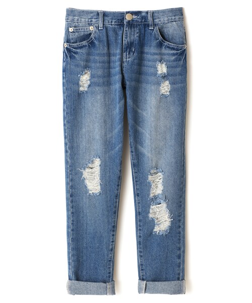 GRL（グレイル）の「クラッシュボーイズデニムパンツ（デニムパンツ・レディース・ブルー/ライトブルー/ネイビー・S）」の3枚目の写真