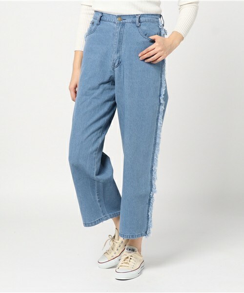 archives（アルシーヴ）の「【WEB限定】フリンジデニムバギーパンツ（デニムパンツ・レディース・ブルー/ネイビー/サックスブルー・MEDIUM）」の3枚目の写真