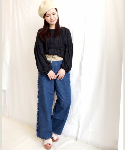 archives（アルシーヴ）の「【WEB限定】フリンジデニムバギーパンツ（デニムパンツ・レディース・ブルー/ネイビー/サックスブルー・MEDIUM）」の21枚目の写真