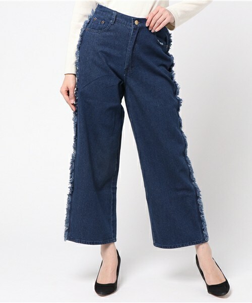 archives（アルシーヴ）の「【WEB限定】フリンジデニムバギーパンツ（デニムパンツ・レディース・ブルー/ネイビー/サックスブルー・MEDIUM）」の4枚目の写真