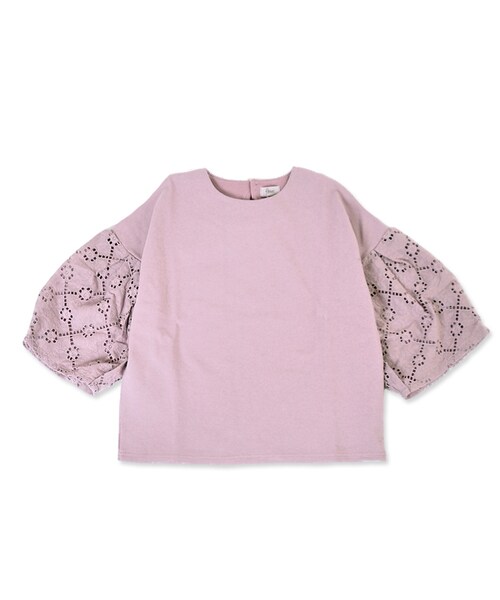 flower（フラワー）の「cutwork balloon top～ｶｯﾄﾜｰｸﾊﾞﾙｰﾝﾄｯﾌﾟ（Tシャツ/カットソー・レディース・ivory/pink・FREE）」の2枚目の写真