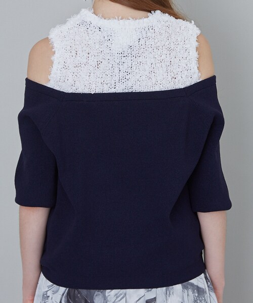 【紗羅】エレンディーク  ショルダーレスニット OFF SHOULDER KNIT SET TOP | ELENDEEK/エレン