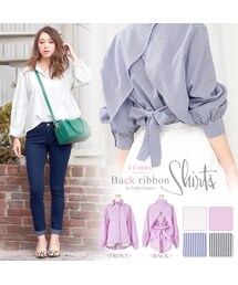 KOBE LETTUCE | 主役級のデザイン！バックスリットウエストリボン☆バルーンスリーブシャツ[C2557](トップス)