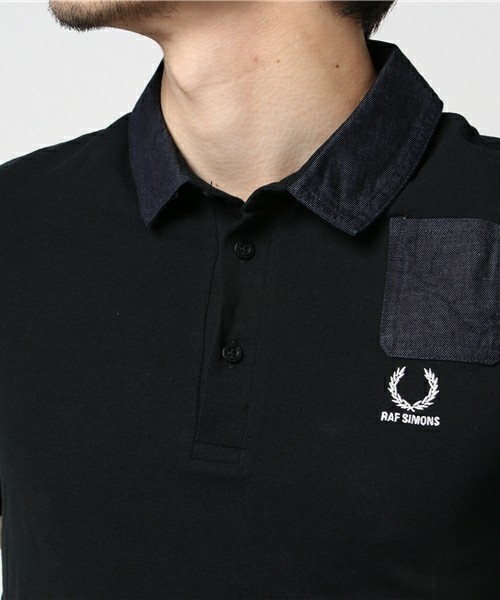 RAF SIMONS ラフシモンズ×フレッドペリー ポロシャツ 新品 Raf Simons X Fred Perry ロゴ ポロシャツ | ブラック | FARFETCH JP