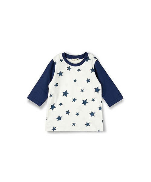 BRANSHES(ブランシェス)の「星プリント7分袖Tシャツ(Tシャツ/カットソー・キッズ・オフホワイト/杢グレー・90~140)」の1枚目の写真