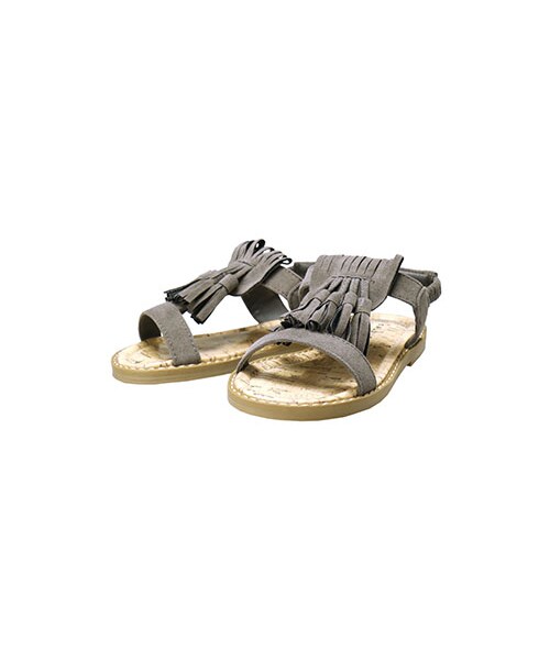 BRANSHES（ブランシェス）の「ﾌﾘﾝｼﾞつき合皮スウェードサンダル（サンダル・キッズ・ブラウン/グレー・14-19）」の2枚目の写真