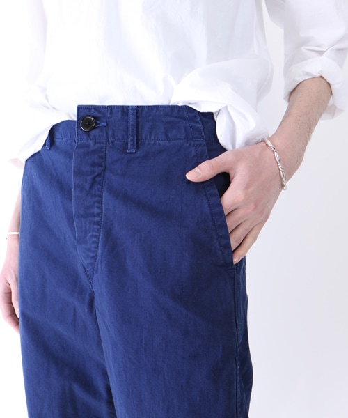 orSlow（オアスロウ）の「FRENCH WORK PANTS（パンツ・オフホワイト/ベージュ/ブルー・1/2）」の6枚目の写真