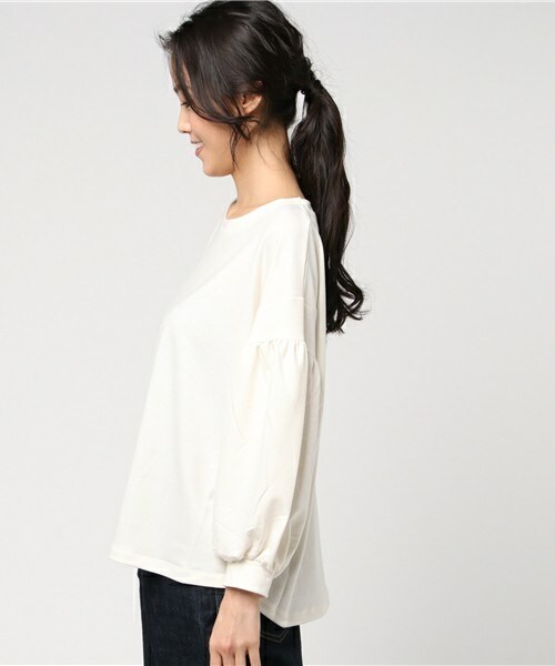 actuel（アクチュエル）の「袖ボリュームＴＯＰＳ（Tシャツ/カットソー・レディース・オフホワイト/グレー/ピンク・FREE）」の5枚目の写真