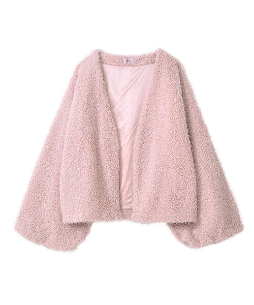 flower(フラワー)の「baby shaggy cardigan ~ベイビーシャギーカーディガン(カーディガン/ボレロ・レディース・pink/white・FREE)」の1枚目の写真