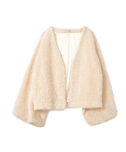 flower(フラワー)の「baby shaggy cardigan ~ベイビーシャギーカーディガン(カーディガン/ボレロ・レディース・pink/white・FREE)」の2枚目の写真