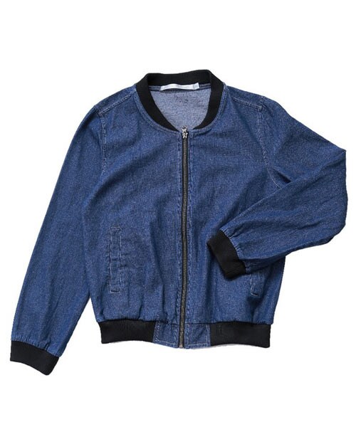 aimoha（アイモハ）の「ベーシックデニムブルゾン（ブルゾン・レディース・ブラック/ブルー・M/S）」の2枚目の写真