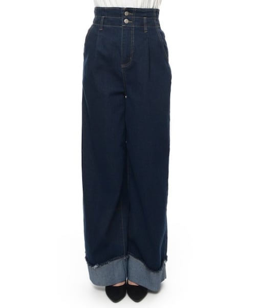 Re:EDIT（リエディ）の「ハイウエストワイドデニム[2017春夏新作]（パンツ・レディース・ダークブルー/ライトブルー・S/M）」の6枚目の写真