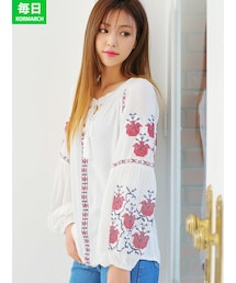 KORMARCH | ネックストラップスリーブ刺繍ブラウス(シャツ/ブラウス)