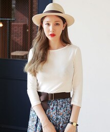 DHOLIC | スリムフィットボートネックTシャツ(Tシャツ/カットソー)