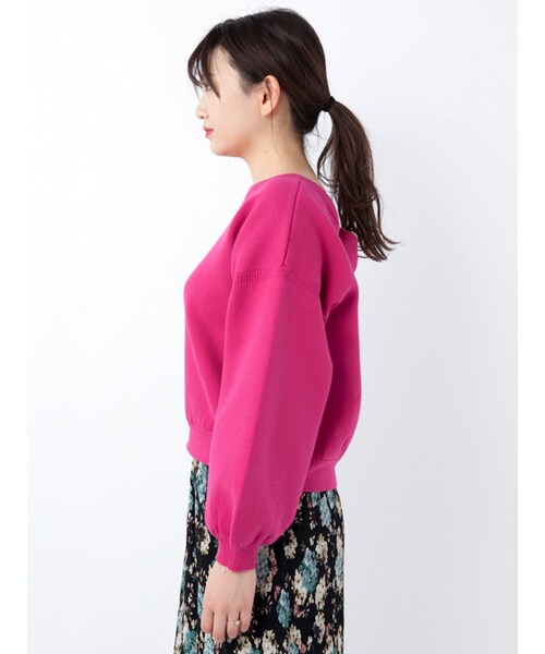 w closet（ダブルクローゼット）の「後ろリボンボリューム袖ニット（トップス・レディース・Sピンク/イエロー/Dサックス/Dピンク・FREE）」の7枚目の写真