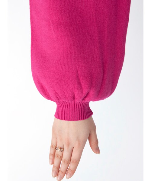 w closet（ダブルクローゼット）の「後ろリボンボリューム袖ニット（トップス・レディース・Sピンク/イエロー/Dサックス/Dピンク・FREE）」の12枚目の写真