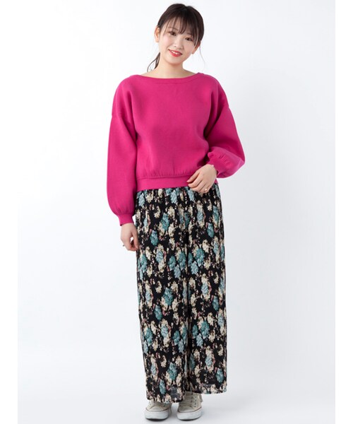 w closet（ダブルクローゼット）の「後ろリボンボリューム袖ニット（トップス・レディース・Sピンク/イエロー/Dサックス/Dピンク・FREE）」の15枚目の写真