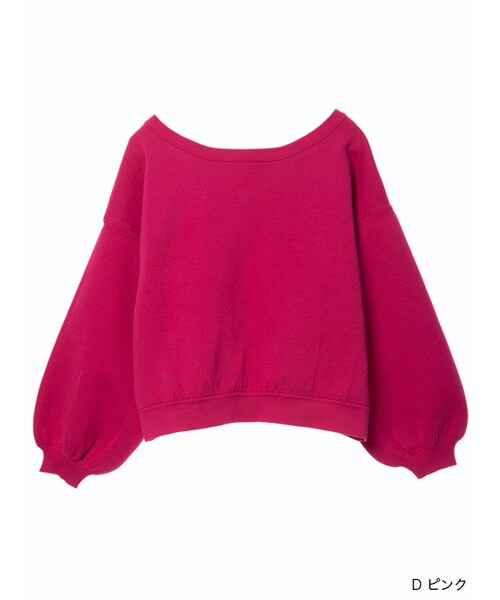 w closet（ダブルクローゼット）の「後ろリボンボリューム袖ニット（トップス・レディース・Sピンク/イエロー/Dサックス/Dピンク・FREE）」の4枚目の写真