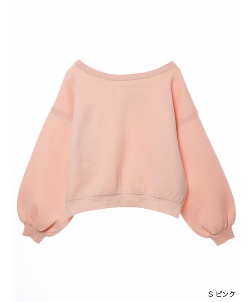 w closet（ダブルクローゼット）の「後ろリボンボリューム袖ニット（トップス・レディース・Sピンク/イエロー/Dサックス/Dピンク・FREE）」の3枚目の写真