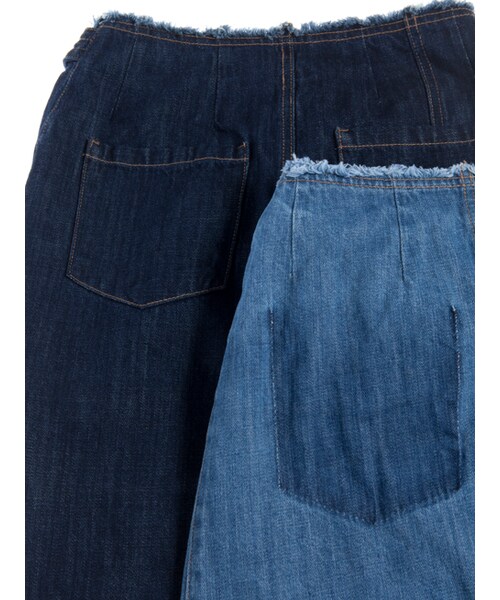 w closet（ダブルクローゼット）の「ヘムラインデニムラップスカート（スカート・レディース・ブルー/ネイビー・FREE）」の14枚目の写真