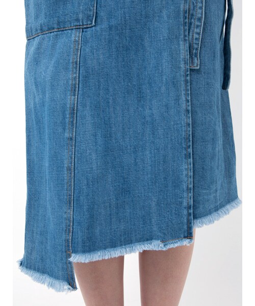 w closet（ダブルクローゼット）の「ヘムラインデニムラップスカート（スカート・レディース・ブルー/ネイビー・FREE）」の11枚目の写真