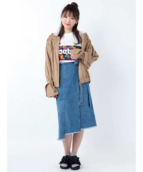 w closet（ダブルクローゼット）の「ヘムラインデニムラップスカート（スカート・レディース・ブルー/ネイビー・FREE）」の15枚目の写真