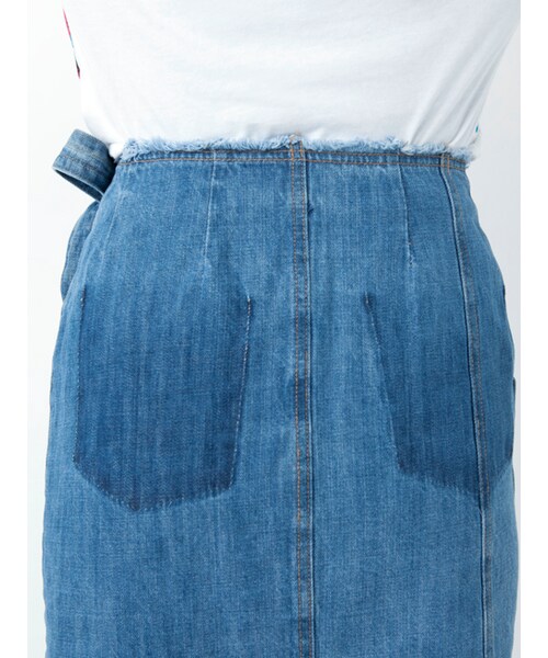 w closet（ダブルクローゼット）の「ヘムラインデニムラップスカート（スカート・レディース・ブルー/ネイビー・FREE）」の8枚目の写真