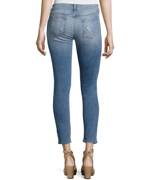 rag & bone/JEAN Gunner Distressed Capri Jeans, Light Blue