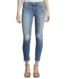 rag & bone | rag & bone/JEAN Gunner Distressed Capri Jeans, Light Blue(デニムパンツ)