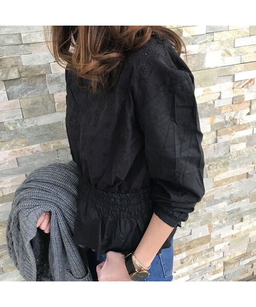copine（コピン）の「大人気！！Vネックウエストシャーリングコットンレースブラウス（4color）【クリックポスト対象商品】（シャツ/ブラウス・レディース・その他）」の15枚目の写真