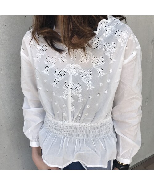 copine（コピン）の「大人気！！Vネックウエストシャーリングコットンレースブラウス（4color）【クリックポスト対象商品】（シャツ/ブラウス・レディース・その他）」の12枚目の写真