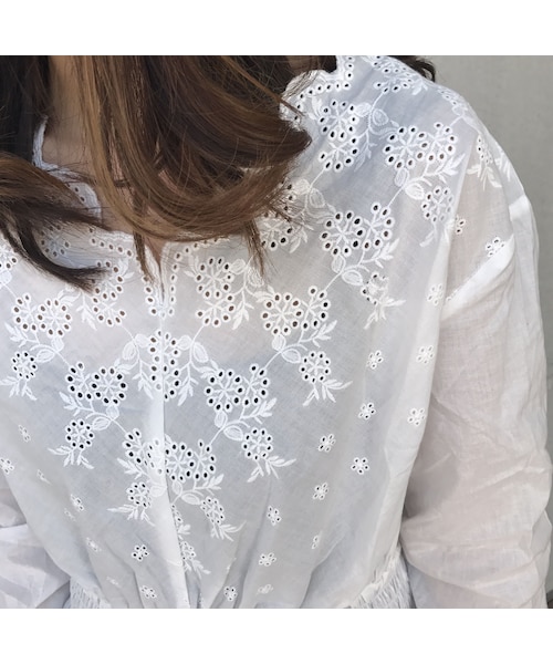 copine（コピン）の「大人気！！Vネックウエストシャーリングコットンレースブラウス（4color）【クリックポスト対象商品】（シャツ/ブラウス・レディース・その他）」の9枚目の写真