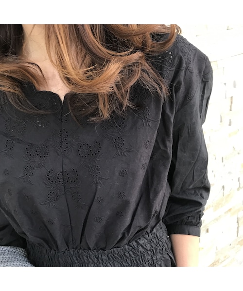 copine（コピン）の「大人気！！Vネックウエストシャーリングコットンレースブラウス（4color）【クリックポスト対象商品】（シャツ/ブラウス・レディース・その他）」の14枚目の写真